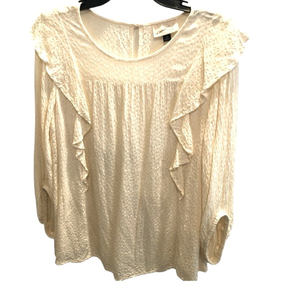 Universal Thread Tops - Universal Thread Long Sleeve-Lighweight Blouse with Ruffles-Feminine, Sz Medium